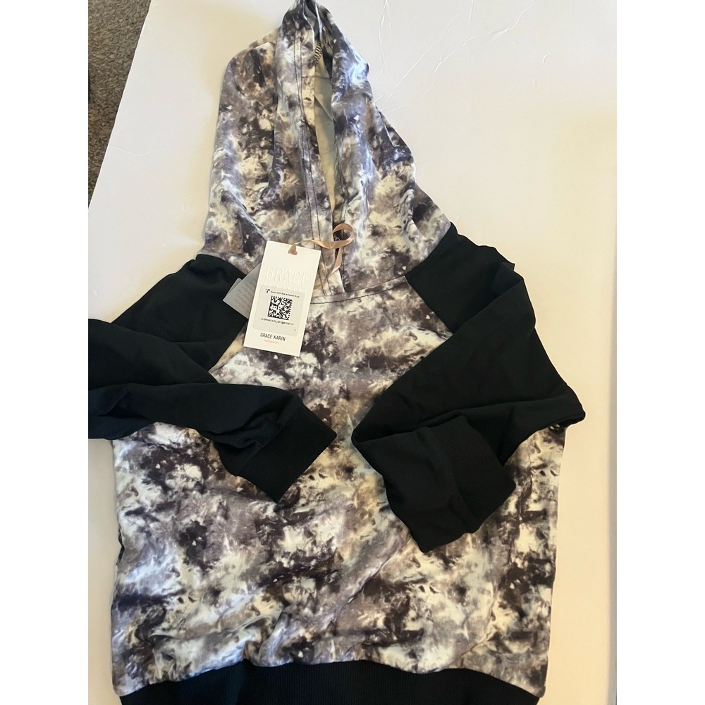Grace Karin Sweatshirt Pant Set Girls 6 Black New Tie Dye Hoodie Outfit